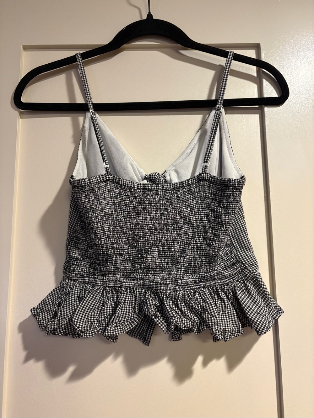Japna Black & White Gingham Tie Front Camisole - Picture 3 of 3